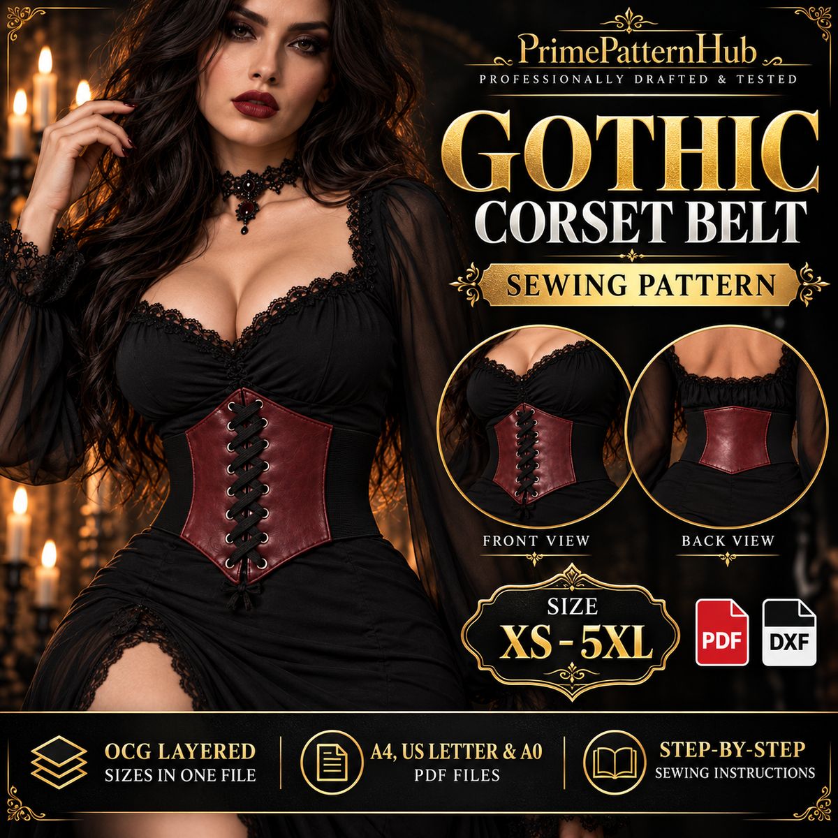 Gothic Lace-Up Corset Belt – PDF sewing pattern